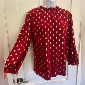 Gorgeous red blouse with gold details
